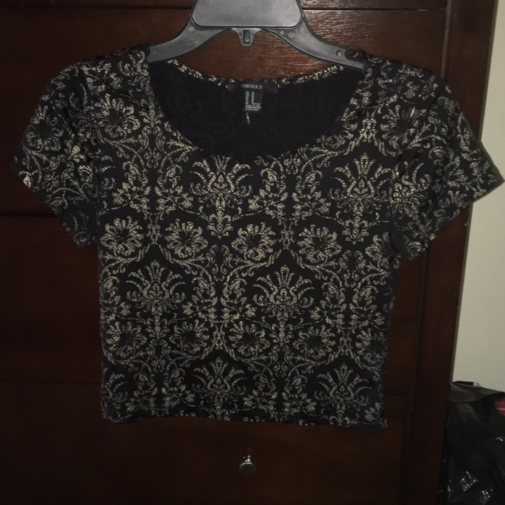Black and gold printed top